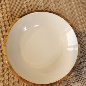 Beautiful and practical Gibson Home salad bowl. Lush wood exterior with a washable center