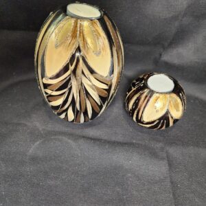 VERY 70s gorgeous brown and gold design tea light candle holders . $15 for the pair